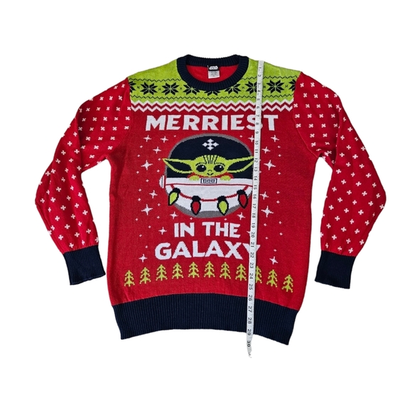 Star Wars Men's Christmas Sweater Baby Yoda Size XL Merriest in the Gala… - Picture 3 of 7